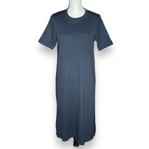 Madewell Ribbed Pocket Tee Midi Dress Black Size Small Minimalist Capsule